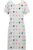 Multicolour Dogtooth Contrast Crepe Shift Dress 