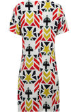 Aztec Pattern Print Crepe Shift Dress