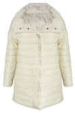 Cream Reversible Puffer Fur Coat 