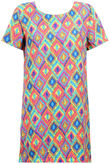 Multicolour Block Print Shift Dress 