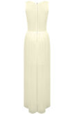 Cream Net Panel Detail Back Zip Up Maxi Dress