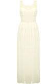Cream Net Panel Detail Back Zip Up Maxi Dress