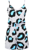 Blue & Cream Animal Print Open Back Playsuit