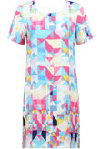 Multicolour Aztec Print Back Zip Up Shift Dress