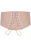 Pink PU Lace Up Waist Belt
