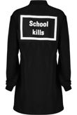 Black Slogan Long Bomber Jacket