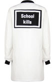 White Slogan Long Bomber Jacket