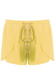 Yellow Front Tie Up Detail Layered Shorts