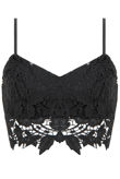 Black Floral Lace Detail Back Zip Up Top
