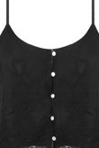 Black Lace Detail Front Button Up Top & Shorts Set