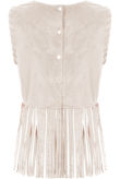Cream Fringe Detail Sleeveless Top