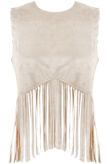 Cream Fringe Detail Sleeveless Top