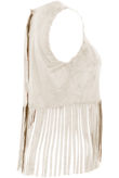 Cream Fringe Detail Sleeveless Top