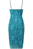 Turquoise Lace Floral Print Lined Bodycon Dress