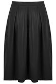 Black PVC Box Pleat  Midi Skirt