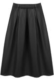 Black PVC Box Pleat  Midi Skirt