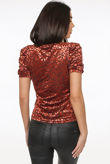  Rust Velvet Animal Print High Neck Blouse