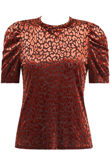  Rust Velvet Animal Print High Neck Blouse