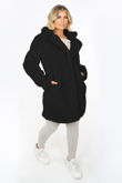 Black Oversized Borg Teddy Coat