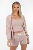 Dusky Pink Cami Short And Hoodie Set
