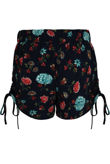 Ruched Side Floral Print Shorts In Black