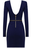 Blue Belted Open Back Bodycon Dress 