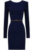 Blue Belted Open Back Bodycon Dress 