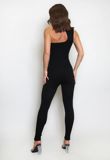 Black High Neck Cut Out Ribbed Unitard