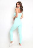 Mint High Neck Cut Out Ribbed Unitard