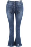 Denim Blue Frayed Flare Jeans