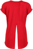 Red Coloured Split Back Short Sleeves Top