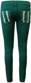 Green Striped Skinny Jeans  