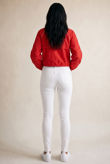 White Graffiti Ripped Knee Skinny Jeans