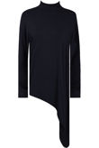 Navy Roll Neck Jersey Asymmetric Top