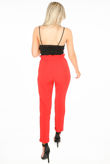 Red Paper Bag Trousers With Pleat