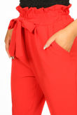 Red Paper Bag Trousers With Pleat