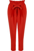 Red Paper Bag Trousers With Pleat