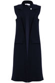 Navy Long Open Side Pocketed Gilet 