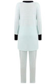 Blue Lightweight Tie Neck Tunic & Trouser Set