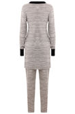 Grey Lightweight Tie Neck Tunic & Trouser Set