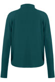 Green Zip Up High Neck Frilled Trim Tops