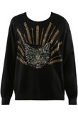 Black Sequin Cat Face Jumper
