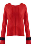 Red Contrast Cuff Jumper