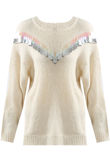 Beige Fins Trim Sweaters