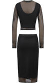 Black Mesh Detail Celebrity Style Crochet Top & Skirt Set