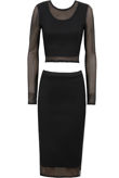 Black Mesh Detail Celebrity Style Crochet Top & Skirt Set