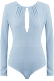 Sky Blue Key Hole Ribbed Bodysuit