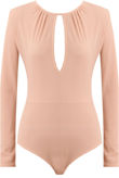 Long Sleeve Key Hole Bodysuit In Silver Pink