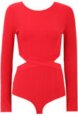 Red Cut Out Stretch Bodysuit