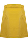 PU A-line Mini Skirt With Button Detail mustard